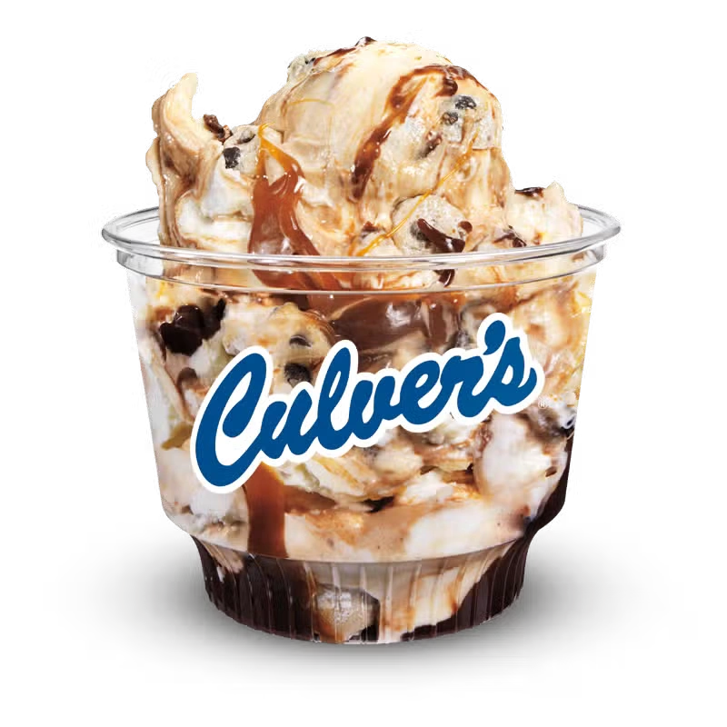 Culver's Caramel Fudge Cookie Dough frozen custard